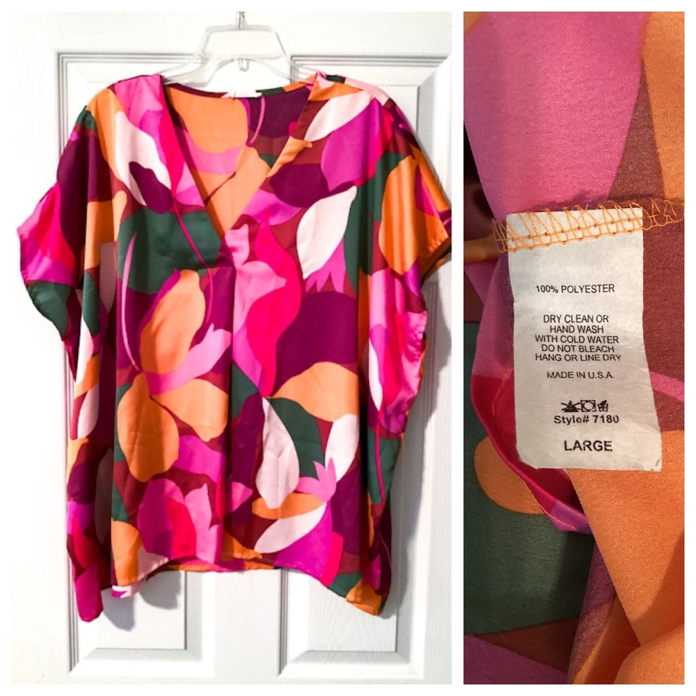 NWOT Entro VNeck Satin Feel Dolman Top